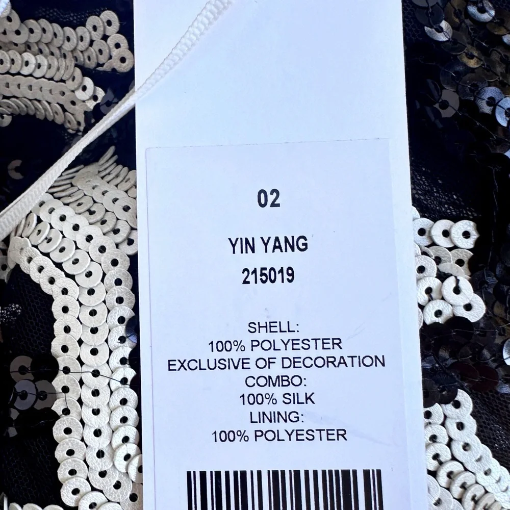 Etcetera Yin Yang Black and Silver-White Sequin Midi Dress New - Picture 4 of 8